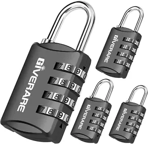 4 Pack Combination Lock, 4-Digit Padlock Keyless, Resettable Luggage Locks for B - Picture 1 of 7