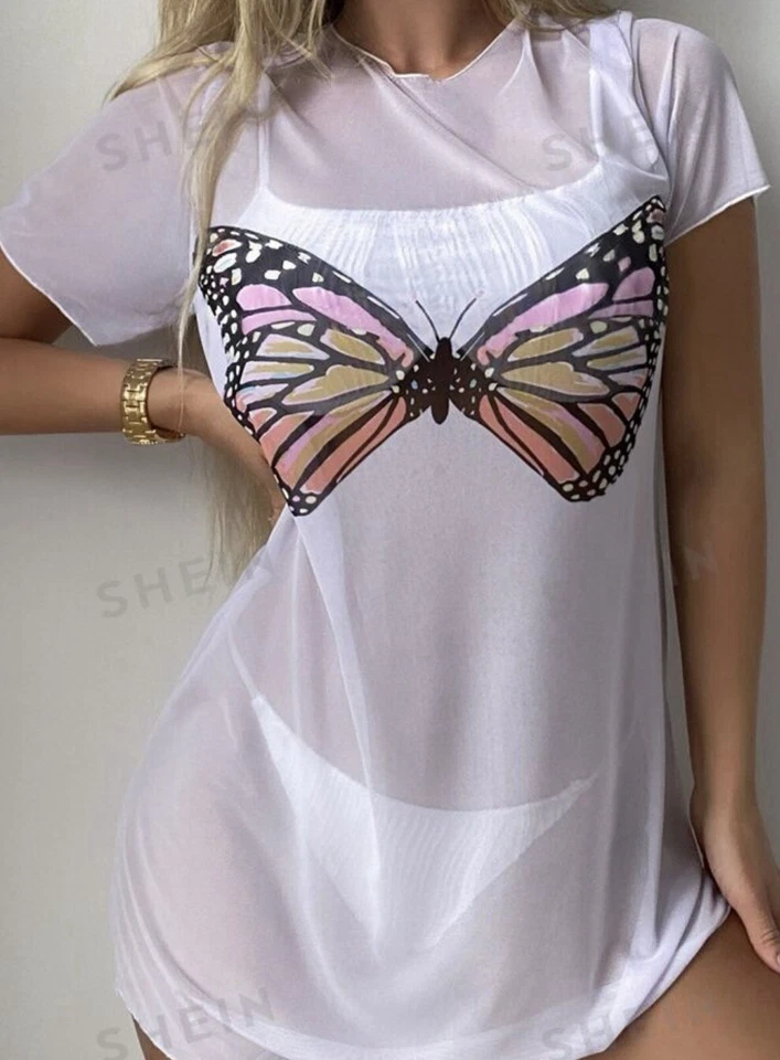 Купаться Summer Beach бабочка печать прикрыть платье без бикини комплект - Изображение 1 из 1