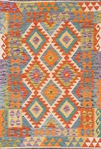 Reversible Rug Kilim Hand woven Area Rug 4'x6' Southwestern Reversible Carpet - Picture 1 of 10