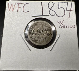 Moneda de diez centavos Liberty Seated 1854 con flechas 10c con contador F C estampado AG / buenos detalles - Imagen 1 de 8