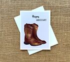 Cowboy Boots Happy Anny- Eco Friendly Greeting Card Hand Made 100% recycled