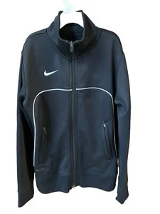 NIKE Dri Fit Youth Black Full Zip Mock Neck Track Jacket Athletic Sport Medium - Picture 1 of 6