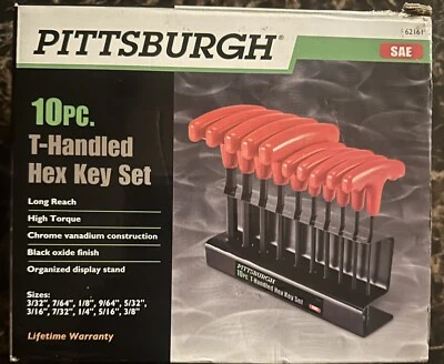 PITTSBURGH 62161 - 10 Pc SAE T-Handle Hex Key Set W organized display stand - Image 1 of 4
