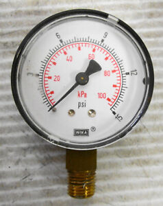 Wika Pressure Gauge 0-100 kPa 0-15PSI 2-1/2" Face 1/4NPT