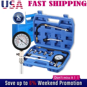 11PCS Petrol Engine Compression Tester Kit Fuel Cylinder Pressure Gauge Tool M - Picture 1 of 15