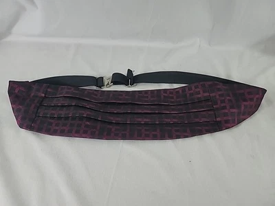 Burgundy & Black Plaid Cummerbund ONLY - ALL SILK - EUC - FREE SHIPPING  - Image 1 of 4