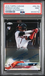 Autógrafo de novato 2018 Topps Chrome Ronald Acuna Jr. RC PSA 9 como nuevo #RA-RA Braves - Imagen 1 de 2