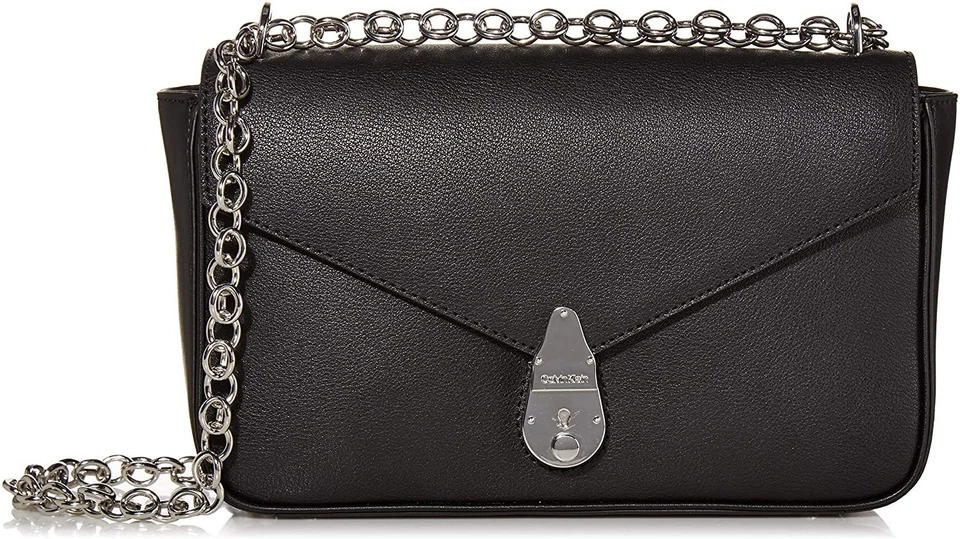 Calvin Klein Lock 100 Leather Small Crossbody Bag Black Purse