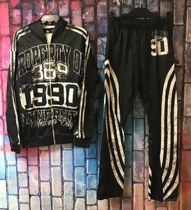 369 LA 1990 Members Only Hoodie & Flared Track Pants Unisex US Size Medium - Picture 1 of 6