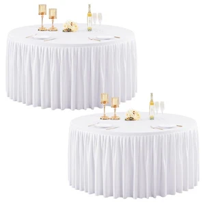 2er Pack Weiß Spandex Runde Tischdecken für 60 Zoll Tische, Dehnbar Passend 5F... - Bild 1 von 8