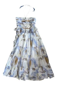 Pranella Women’s Rocky Paint Strokes Beaded Halter Tie Midi Sundress Size L NWT - Picture 1 of 6