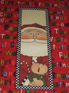 PRIMITIVE SANTA CLAUS W/ RAGGEDY LAMINATED BOOKMARK - Picture 1 of 1