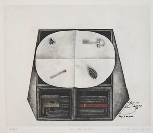 Artista coreano listado Kyu - Baik Hwang, grabado mezzotint original firmado 1977 - Imagen 1 de 11