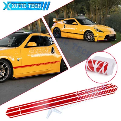 JDM Car Red Side Door Skirt Graphics Stripes Sticker For Nissan 370Z Altima GTR - Image 1 of 4