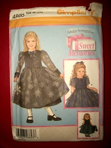 Simplicity 4808 Pattern Daisy Kingdom GIRL /18" DOLL Dress Jacket UNCUT Size 3-6 - Picture 1 of 5