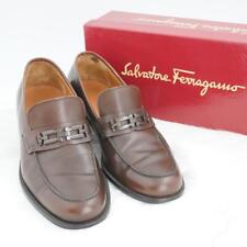 Salvatore Ferragamo Gancini Bit Loafers Shoes Brown Leather Men's 8EE Used JPN