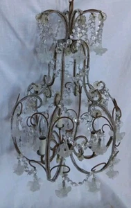 Vintage Unusual Chandelier W/ Flowers Instead Of Crystals 3 Lamp 24in X 15in - Picture 1 of 4