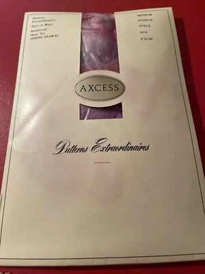 Vintage Access Patterns Extraordinaires Spring Floral Pink Purple Pantyhose Med - Image 1 of 4