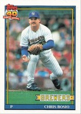 1991 Topps Baseball Chris Bosio Milwaukee Brewers #217