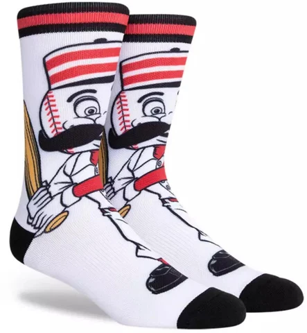 NEW! Cincinnati Reds Mr Redlegs Mascot Crew Socks Medium Fits Women Youth MLB Cover