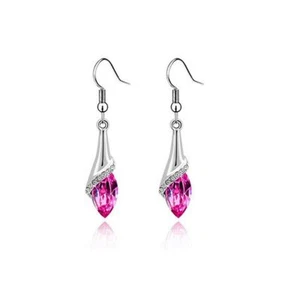 Pendientes plegables de hoja de piedra rosa para mujer niñas regalo Reino Unido BGCW39 - Imagen 1 de 2