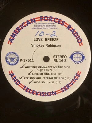 AMERICAN FORCES RADIO SMOKEY ROBINSON LOVE BREEZE, LETTA MBULU LETTA, P17512, VG - Image 1 of 2