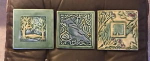 3 Tiles Designed & Hand Carved by Mary Philpott Wandering Pines Studio 6” Sq - Picture 1 of 7