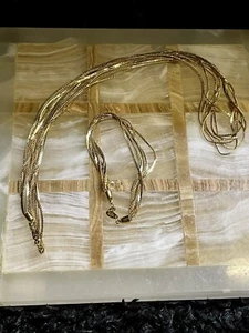 Vintage Raw Brass Trifari Foxtail Multi Strand Necklace & Bracelet Set - Picture 1 of 4