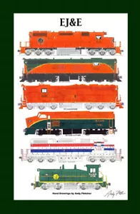 Poster Elgin, Joliet & Eastern 11"x17" in tappetino 12"x18" firmato Andy Fletcher - Foto 1 di 1