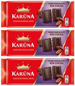 3 KARUNA 43% Cocoa Dark Chocolate Bars 100g 3.5oz - Picture 1 of 6
