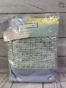 VTG JC Penney Bright Future For Baby Crib Dust Ruffle Blue Green Nursery Bedding - Picture 1 of 8