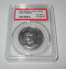 1972 Esso Oil Advertising Baseball Rod Carew Minnesota Twin Coin Pin Token PSA 6