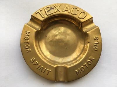 SCARCE C1920s VINTAGE TEXACO MOTOR SPIRIT MOTOR OILS ADV BRASS ASHTRAY - Image 1 of 2