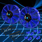 2X14" Blue Slim Pull/Push Electric Radiator Cooling Fans+Mounting Zip Tie Kit