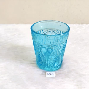 1930s Vintage Aqua Blue Glass Tumbler Japan Decorative Barware Collectible GT264 - Picture 1 of 7
