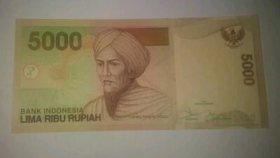 2005 INDONESIA 5000 Rp. BANKNOTE No. P-142e ,  CRISP UNCIRCULATED CONDITION !!!! - Image 1 of 3