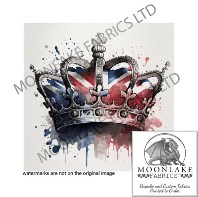 MOONLAKE DESIGNS Britische Krone Union Flagge Grunge 100 % Baumwolle oder 290 g/m² dickes weiches Polyester