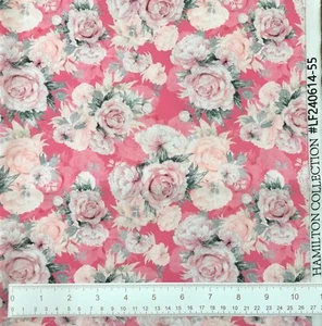 Shabby Chic Pink Roses Jane Cotton Quilting Fabric Fat Quarters - Picture 1 of 1