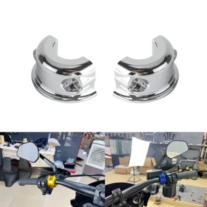 Pair Chrome Clutch/Brake Control Perch Clamp For Harley Dyna Touring Softail 08+ - Foto 1 di 7