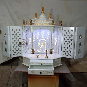 Wooden Temple Handcrafted Mandir Pooja Ghar Mandap For Worship Home Decor Art - Picture 1 of 7
