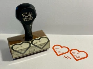 Vtg Rare Southwest Airlines Houston Flight Date Rubber Stamp Heart Design - Picture 1 of 9