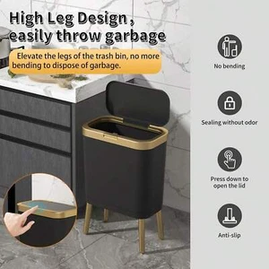 Odor-Proof Trash Can w/Lid,Kitchen Bathroom Office Decor,Home Essentials - Picture 1 of 40