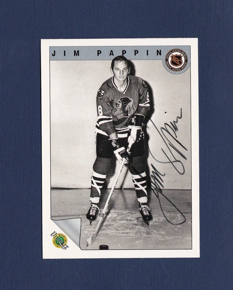 Jim Pappin signed Chicago Blackhawks 1992 Ultimate Original 6 hockey card - Image 1 of 1