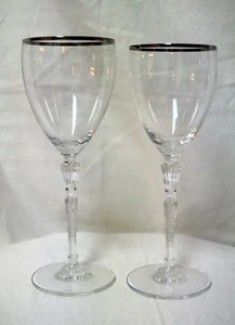 2-Royal Doulton Oxford Platinum Crystal Wine/Water Goblets-Lk Nu - Picture 1 of 6