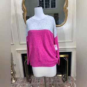 Vince Camuto 2X Pink Gray Color Block Soft Knit Sweater Plus Size NWT - Picture 1 of 10