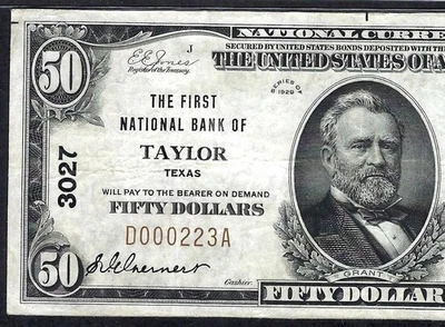🇺🇸 TX 1929 $50 ♚♚TAYLOR, TEXAS♚♚ PMG VERY FINE 30 BRIGHT&CRISP  SCARCE NOTE! - Image 1 of 3