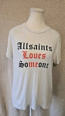 Allsaints Amie Boyfriend Tee Size S White Allsaints Loves Someone Loves Me - Image 1 of 4
