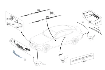 Manija de puerta empotrada original Mercedes-Benz pequeña 2 piezas 205-760-42-00 Foto 1 de 3
