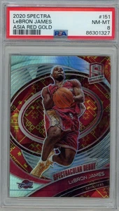 2020 Spectra LeBRON JAMES #151 Asia Red Gold /8 CAVS PSA 8 NM-MT - Picture 1 of 3