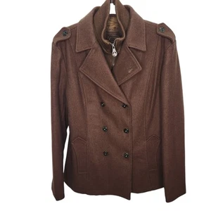 Al Wissam Brown Men's Wool Blend Double Breasted Jacket XL embroidered back - Picture 1 of 19